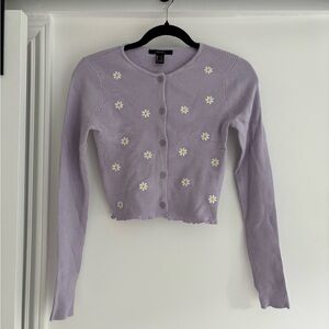Forever 21 Light Lavender Ribbed Button Cardigan